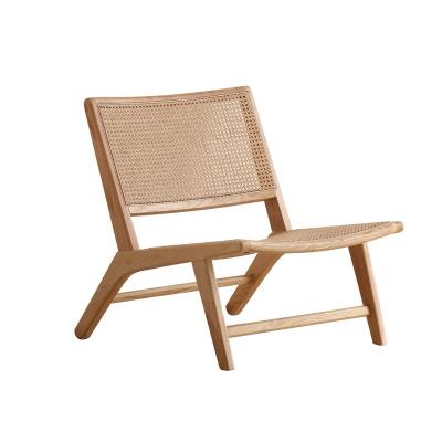 China Balcony Leisure Rattan Woven Chair Outdoor Rattan Single Back Rattan Solid Wood Lazy Recliner for sale