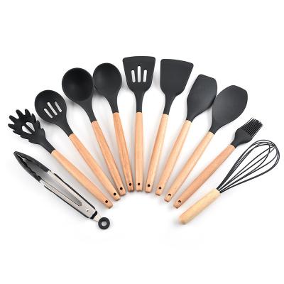 China Stocked 12 PCS Kitchen Cookware Nonstick Spatula Set With Holder Silicone Cookware Cooking Utensils Set for sale