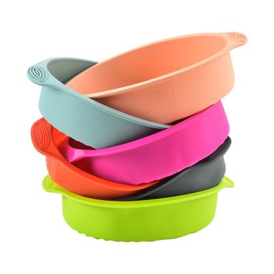 China Stocked Round Rainbow Layer Cake Molds, Non Stick and Quick Release Molds for Pizza Taco Cheese Cakes Silicone Cake Pan for sale