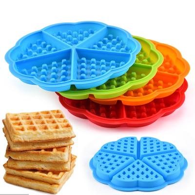 China Heart Shaped Cake Mold DIY Cake Ice Cream Lattice Bun Flower Mold Silicone 5 Waffle Baking Mold for sale