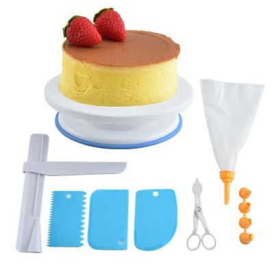 China Stocked 8 Pieces Baking Pastry Tools Cake Turntable Pastry Bag DIY Decorating Cake Tool For Home for sale