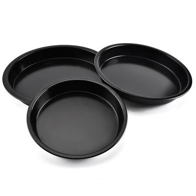 China 6inch 8inch Pizza Pan Carbon Steel Bakeware Round Stored Baking Steel Cake Pan Deep Pizza Tray for sale