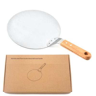 China Amazon Hot Selling Pizza Tool Stainless Steel Pizza Peel Shovel Handle Round Folding Stocked Pizza Shovel for sale