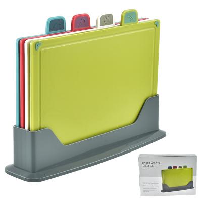 China 4 Colors Stocked Cutting Board Raw And Cooked Classification 99 TPR And Rectangular PP Plastic Cutting Board Set for sale