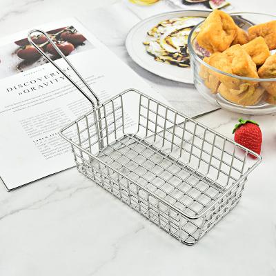 China Amazon Selling Sustainable Hot Stainless Steel Food Strainer Frying Basket Pot With Handle Easy Clean for sale