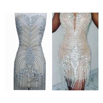 China 2021 Popular Look Good Factory Rhinestone Applique High Quality Fabric for sale