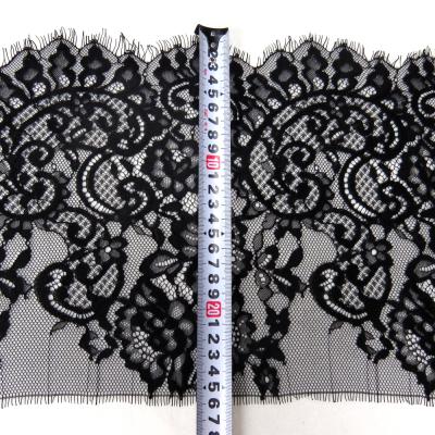 China Other 26 Cm Wide French Chantilly Lace Eyelash Lace Trim For Garment for sale