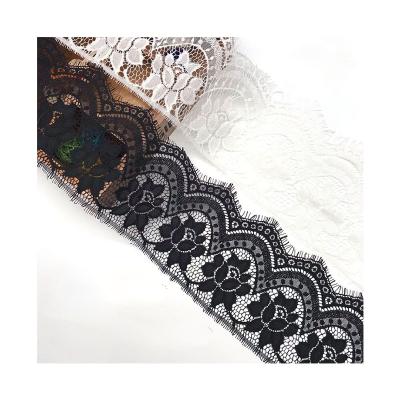 China Other Funcy Non Color 13cm Wide Stretch Custom French Chantilly Lace Trimming for sale