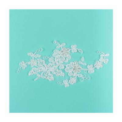 China Other factory sale lace applique with flower and sequins bridal lace applique for skirt for sale