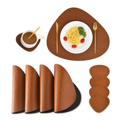 China 2022 Viable New Fashion PU Leather Place Mat Coaster Restaurant Kitchen Table Mat Waterproof Printed With Logo for sale