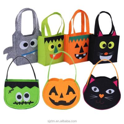 China Wholesale Shopping Bag Gift Bags / Halloween Pumpkin Felt Bags For Kids Trick Or Treat Bag for sale