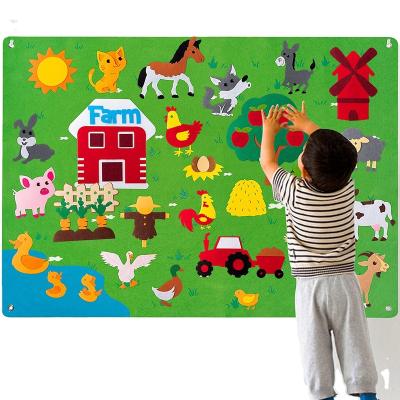 China Intelligence Farm Animals Developing Felt Story Board Set Early Learning Interactive Game Kit Wall Hanging Gift Farm Oriented Storytelling Preschool for sale