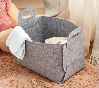 China Factory Custom Logo Woolen Biodegradable Felt Fabric Storage Basket Laundry Hamper Woven Textile Storage Basket for sale