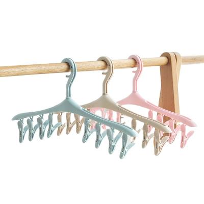 China Contemporary Multifunctional Foldable Adult 8 Clips Clothing Hanger With 360 Degree Rotating Hook for sale