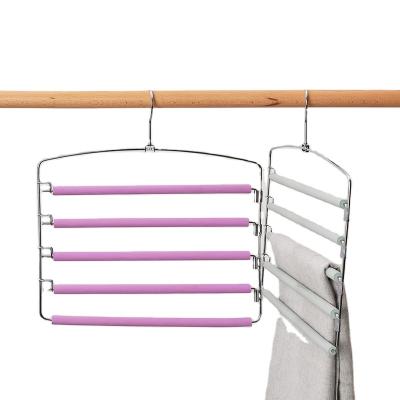 China Transitional 5 Layer Clothes Rack Magic Universal Metal Space Saving Hanger Closet Storage Organizer for sale