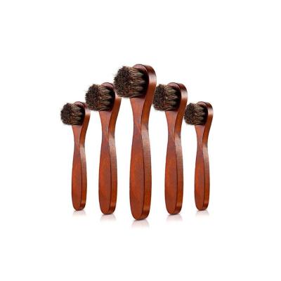 China Small Luxury Round Head Horsehair Shoe Polish Brushes Care Dauber Clean Applicators for sale