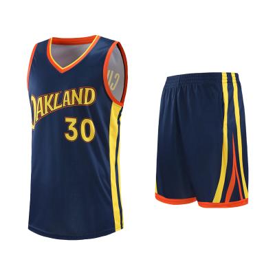 China Factory Direct 100%Polyester Antibacterial Men's Basketball Warm Up Suits Cool Summer Basketball Uniform for sale