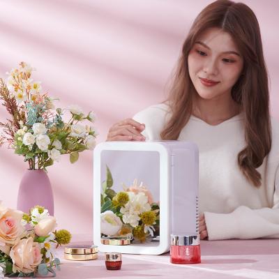 China ABS Mirror With Light Fashion AC 4L-3 DC 4L Colored Cosmetic Beauty Refrigerator Hotel Mini Fridge for sale