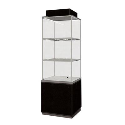 China Jewelry Glass Display Cabinet And Glass Tower Display Showcase W450mm*D450*H1800mm for sale