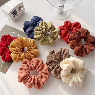 China New Solid Color Corduroy Head Decration Big Hair Scrunchies Temperament Hair Scrunchies All-match Single Tie Elastic Hair Scrunchies For Girls for sale