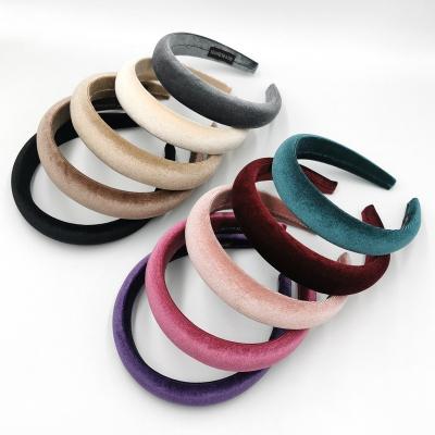 China Girl Woman Party Festival Accessories Velvet Sponge Headband Women Alice Foam Headbands Hair Accessories Head Band Fashion Headwear Wide Padded Headbands for sale