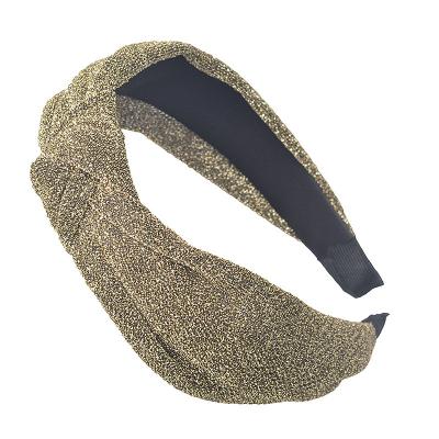 China Daily Wear Custom Gold Headband Bling Top Knotted Cute Headband For Women Sparkle Glitter Glitter Hairband Office Lady Headbands for sale