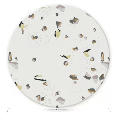 China Sustainable Terrazzo Colored Mug Coasters White Custom Ceramic Coaster With Cork Back for sale