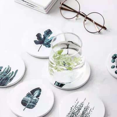 China Sustainable Round Ceramic Coaster Set Of 4 Coasters With Cork Base For Glasses Cups And Table Pad Great Gifts for sale