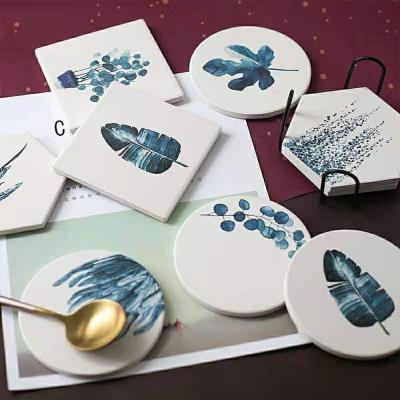 China Sustainable Stylish Ceramic Ceramic Coasters Wholesale Square Customized Ceramic Coasters for sale