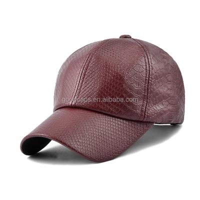 China Fashion Baseball Caps And COMMON Hats Men Custom Design Snakeskin Pattern White Hat Pu Leather Winter Hat zu verkaufen