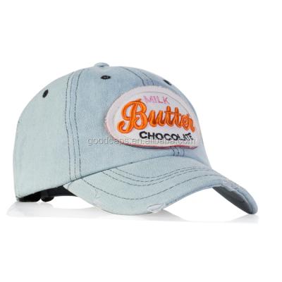 China COMMON Promotional Custom Logo Embroidery Felt Sports Hats Adult Denim 6 Panel Washed Baseball Caps And Hats for sale