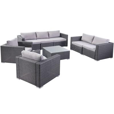 China Samuel Outdoor 8-Piece Furniture Big Time Outdoor Furniture 2021 Exclusive Discounts Affair Rattan / Aluminum Cat Sofa Set With Cushions for sale