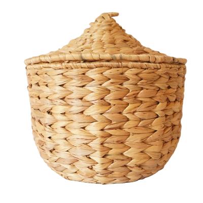 China Sustainable Ready to Ship Sea Grass Woven Handmade Woven Folding Storage Basket with Interior Handles for Decor Storage for sale