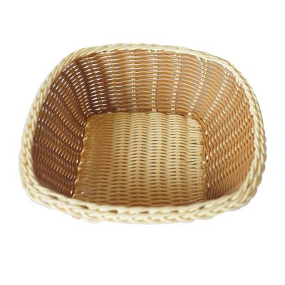 China Sustainable Handmade 100% Plastic Material Home And Kitchen Storage Woven Baskets For Living Room for sale