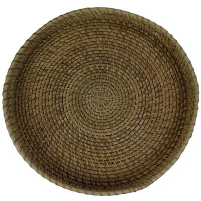 China Viable Wholesale Round Rattan Serving Tray Hand Woven Rattan Basket For Wicker Fruit for sale