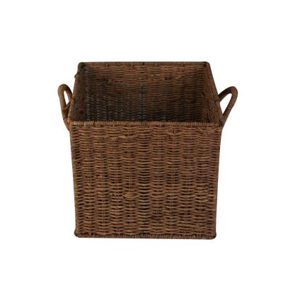 China Minimalist weekly business hollow basket wholesales metal frame woven corn rope basket with handle for living room for sale