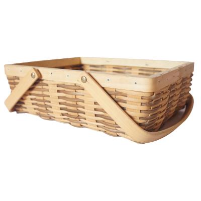 China 2021 Viable New Products With Competitive Price Portable Rattan Handmade Household Items Storage Wood Woven Basket With Handle for sale