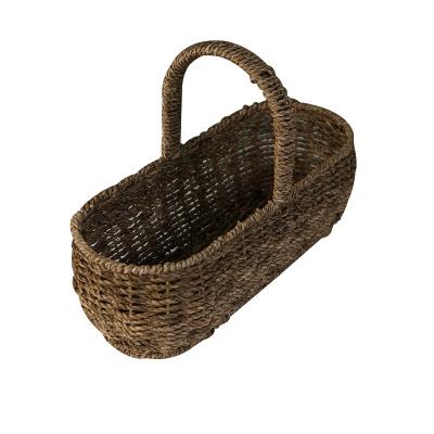 China 2021 New Arrival Woven Plant Plankton Baskets Viable To Organize Tray Empty Over The Toilet Oval Storage Shelf Flower Decor Box for sale