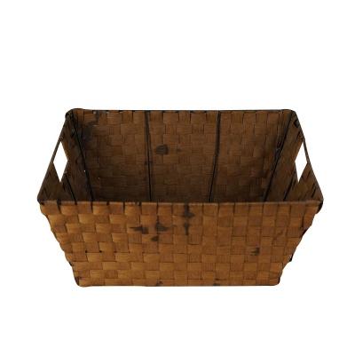 China Factory Supply Direct Sustainable Rope Woven Storage Basket 100% Natural Decorative Paper Woven Basket With Handles for sale