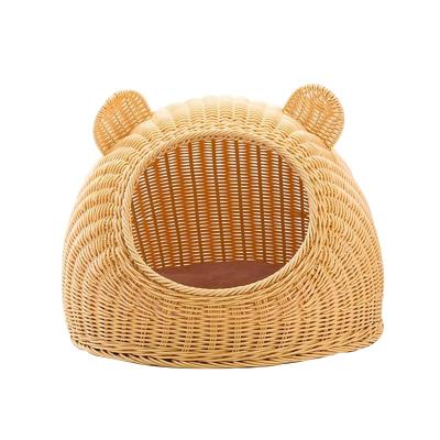 China Wholesale Handmade Viable Pet Nest Available Indoor Four Seasons Nest Sleeping Case Pet Gift Rattan Plastic Pet Bed For Living Room for sale