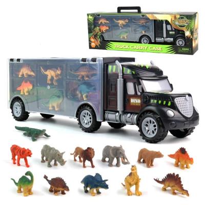 China BIG DISCOUNT Plastic Dinosaur Toys Automotive Truck Toys With Animals Storage Set Educational Toys Vehicle For Kids Boys for sale