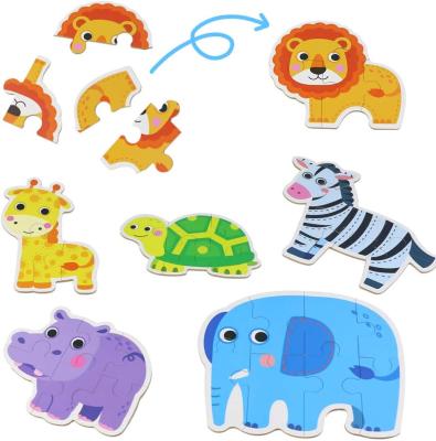 China Cartoon Toy Hot Sale 33 PCS Kids Wooden 3D Animals Puzzle Toys Kids Educational Puzzle For Toddlers Children for sale