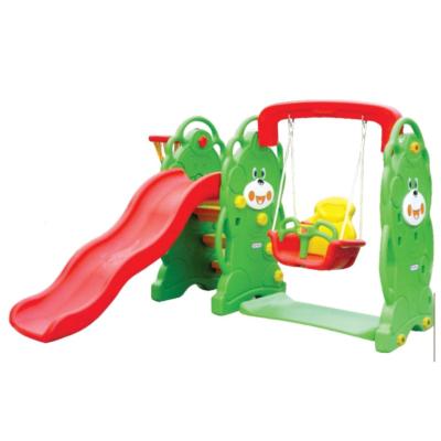 China Cartoon Toy Toddler Climber and Swing Set 3 in 1 Kids Play Climber Slide Playset with Basketball Hoop and Long Kids Slide for sale