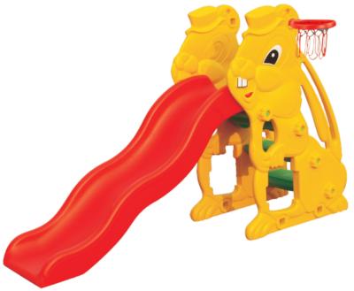 China Indoor Outdoor Garden Toy Climbing Kids Slide Kindergarten Kids Rabbit Slide for Baby with Basketball Hoop for sale