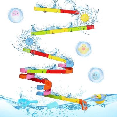 China Easy Clean Bath Toy DIY Track Water Pipes Stick On Tub Wall Track Slide Roller Coaster Bath Toy For Baby for sale