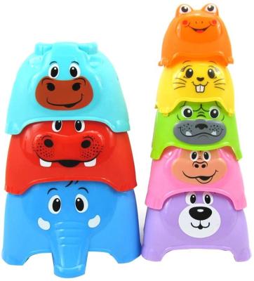 China Funy Kids Bath Toys 8Pcs Cartoon Baby Toddler Bath Bathroom Water Game Animal Stacking Toy for sale