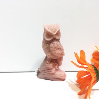 China China Wholesale Healing Crystal Powder Rose Stone Carving Bird Carving Crystal Owl Crafts Gifts for sale