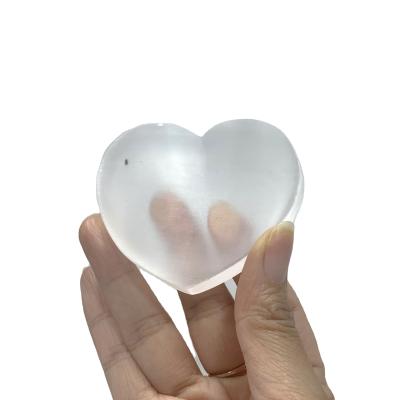 China Wholesale Natural White Gypsum Bowl Crystal Therapy Heart Shape China Reiki Selenite Morocco Crystal Crafts for sale