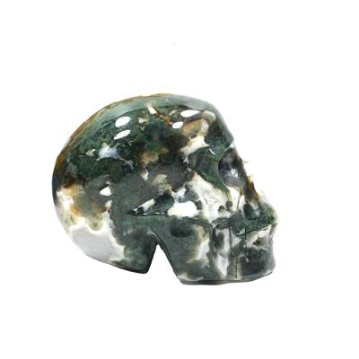 China China Wholesale Natural Crystal Water Grass Agate Hand Carved Green Skulls Healing Crystal Decorative Craft for sale