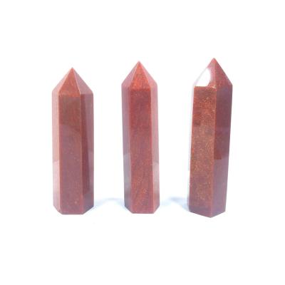 China Wholesale china gold beautiful red sand energy crystal mineral crysta point decoration,healing crystal point for sale